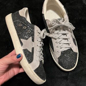 Black and grey sneakers